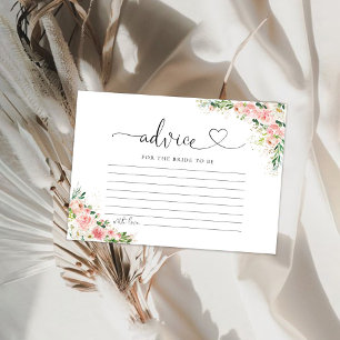 Blush Pink Rose Gold Bridal Shower Advice Card