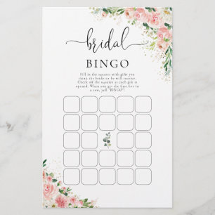 Blush Pink Rose Gold Bridal Shower Bingo
