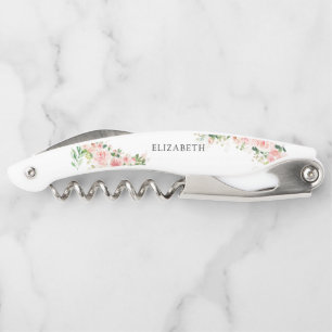 Blush Pink Rose Gold Bridal Shower Corkscrew