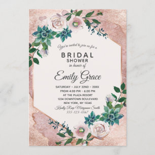 Blush Pink Rose Gold Bridal Shower Invitation