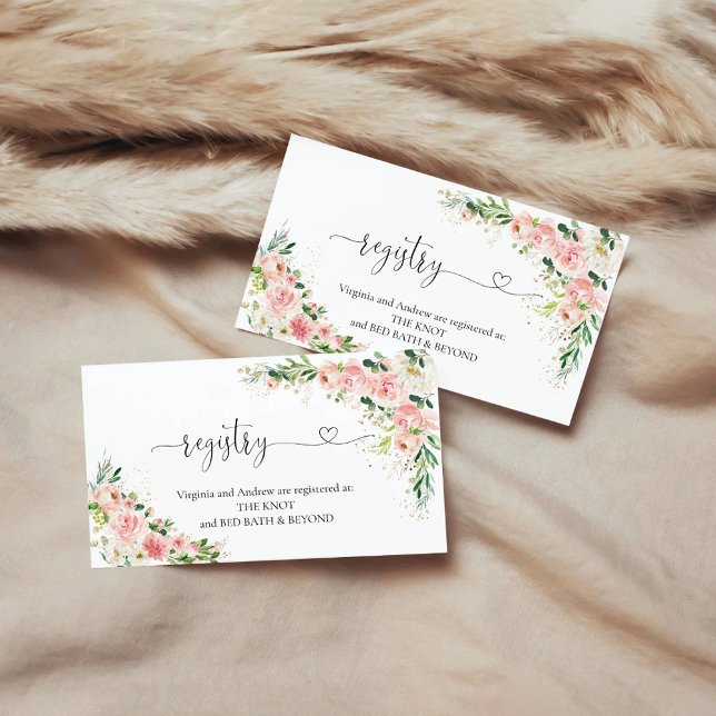 Blush Pink Rose Gold Bridal Shower Registry Enclosure Card (Creator Uploaded)