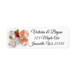Blush Pink Rose Gold Burgundy Floral Return Label