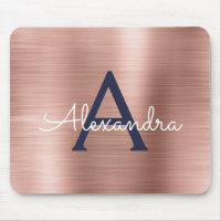 Blush Pink Rose Gold Burgundy Foil Monogram Name