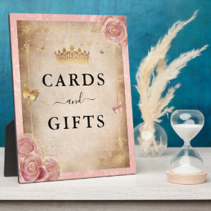 Blush Pink Rose Gold Cards and Gifts Sign Plaque