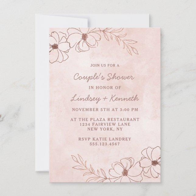 Blush Pink & Rose Gold Couple's Wedding Shower Invitation (Front)