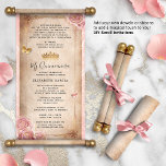 Blush Pink Rose Gold DIY Quince Scroll Invitations<br><div class="desc">PLEASE NOTE: This product is a paper sheet invitation only. It does NOT include dowels or ribbons, which can be added by you separately to turn it into an actual scroll. Feel free to message me if you’d like additional resources for the dowels, finials or ribbons used in the mockup...</div>