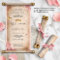 Blush Pink Rose Gold DIY Quince Scroll Invitations