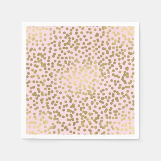 Blush Pink Rose & Gold Dots Confetti Elegant Glam Napkin (Front)