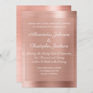 Blush Pink Rose Gold Elegant Rehearsal Dinner Invitation