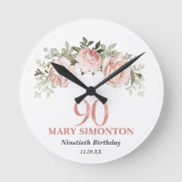 Blush Pink Rose Gold Floral 90th Birthday