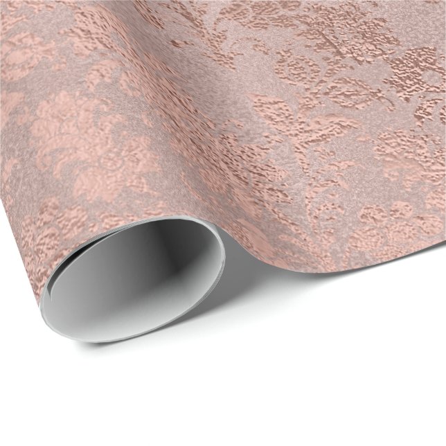 Blush Pink Rose Gold Floral Powder Floral Monochro Wrapping Paper (Roll Corner)