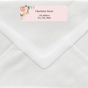 Blush pink rose gold floral return address 