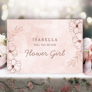 Blush Pink & Rose Gold Flower Girl Proposal Card