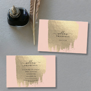 Blush Pink Rose Gold Foil Brush Stroke Business Card