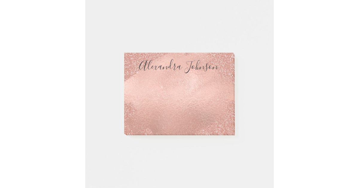 Blush Pink Rose Gold Foil Brush Stroke Post It Notes Zazzle Co Uk