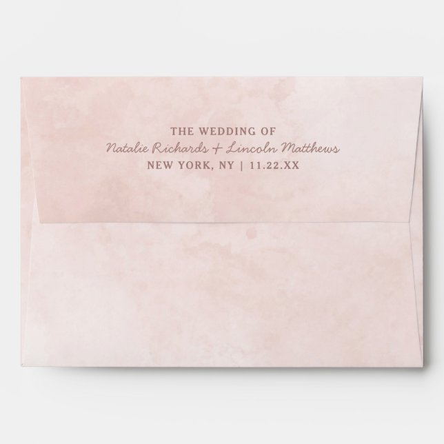 Blush Pink & Rose Gold Foil Chic Monogram Wedding Envelope (Back (Top Flap))