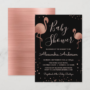 Blush Pink - Rose Gold Foil Flamingo Baby Shower Invitation