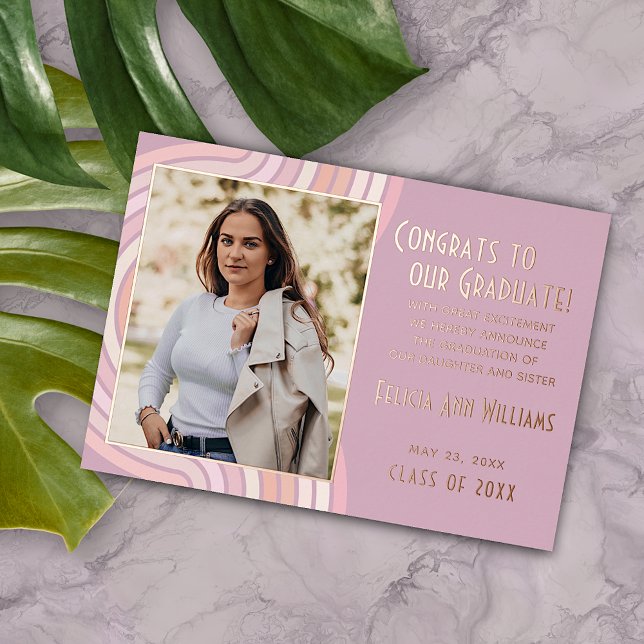 Blush Pink Rose Gold Foil Graduation Announcement (Creator Uploaded)