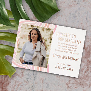 Blush Pink Rose Gold Foil Graduation Announcement
