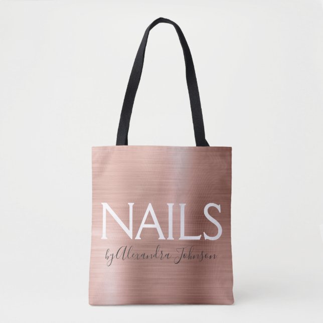 Blush Pink - Rose Gold Foil Nails  - Salon Tote Bag (Front)