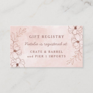 Blush Pink & Rose Gold Foil Shower Gift Registry Enclosure Card