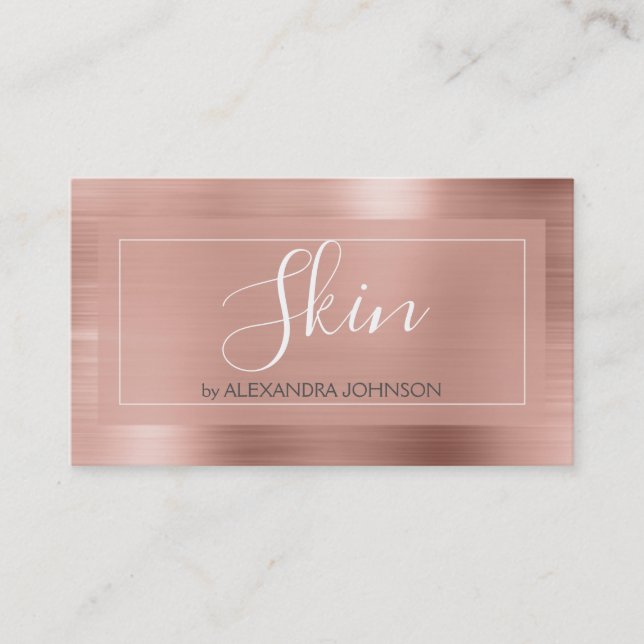 Blush Pink |  Rose Gold Foil Skin Care Business Card (Front)