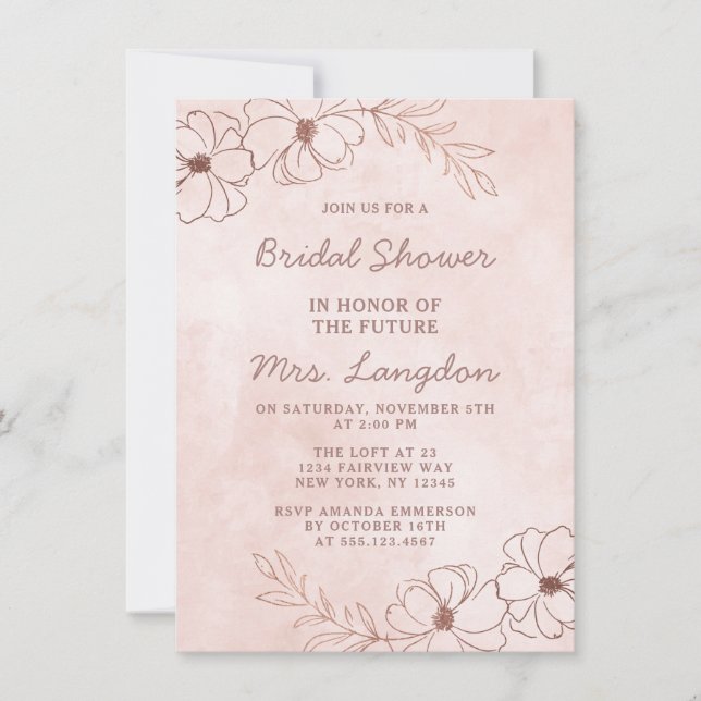 Blush Pink & Rose Gold Foil Wedding Bridal Shower Invitation (Front)