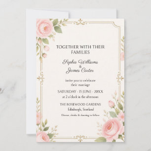 Blush Pink Rose Gold Frame Wedding Invitation