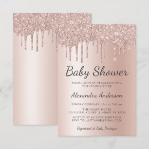 Blush Pink - Rose Gold Girl's Baby Shower Invitation