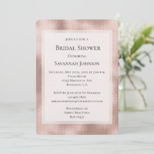 Blush Pink Rose Gold Glam Bridal Shower Invitation