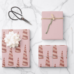 Blush Pink Rose Gold Glam Unicorn Birthday Wrapping Paper Sheet