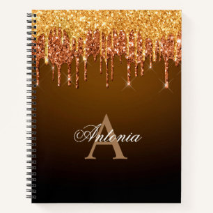 Blush Pink Rose Gold Glitter Brown & Black Notebook