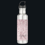 Blush Pink Rose Gold Glitter Diamond Monogram 710 Ml Water Bottle<br><div class="desc">Elegant, Sparkle Luxury, Glam, Girly faux rose gold glitter diamond confetti custom personalised monogrammed water bottle on powder blush pink. Features a faux blush pink rose gold glitter and white diamonds confetti. Beautiful name template in hand lettering calligraphy font script with swashes. Add your name and monogram initial. Please note:...</div>