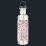 Blush Pink Rose Gold Glitter Diamond Monogram 710 Ml Water Bottle<br><div class="desc">Elegant, Sparkle Luxury, Glam, Girly faux rose gold glitter diamond confetti custom personalised monogrammed water bottle on powder blush pink. Features a faux blush pink rose gold glitter and white diamonds confetti. Beautiful name template in hand lettering calligraphy font script with swashes. Add your name and monogram initial. Please note:...</div>