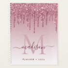 Blush Pink Rose Gold Glitter Drips Girly Monogram
