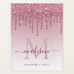Blush Pink Rose Gold Glitter Drips Girly Monogram Planner<br><div class="desc">Modern Glam Blush Pink Rose Gold Glitter Drips Girly Luxury Monogram Script Name 2022 Planner</div>