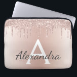 Blush Pink Rose Gold Glitter Drips Monogram Laptop Sleeve<br><div class="desc">Blush Pink Rose Gold Metallic Dripping Glitter and Sparkle Modern and Elegant Monogram Case. This case can be customised to include your initial and first name and makes a great girly Christmas or Sweet 16 Birthday gift.</div>