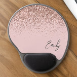 Blush Pink Rose Gold Glitter Girly Name Gel Mouse Mat<br><div class="desc">Rose Gold - Blush Pink Sparkle Glitter Monogram Name and Initial Mousepad (Mouse Pad). This makes the perfect sweet 16 birthday,  wedding,  bridal shower,  anniversary,  baby shower or bachelorette party gift for someone that loves glam luxury and chic styles.</div>