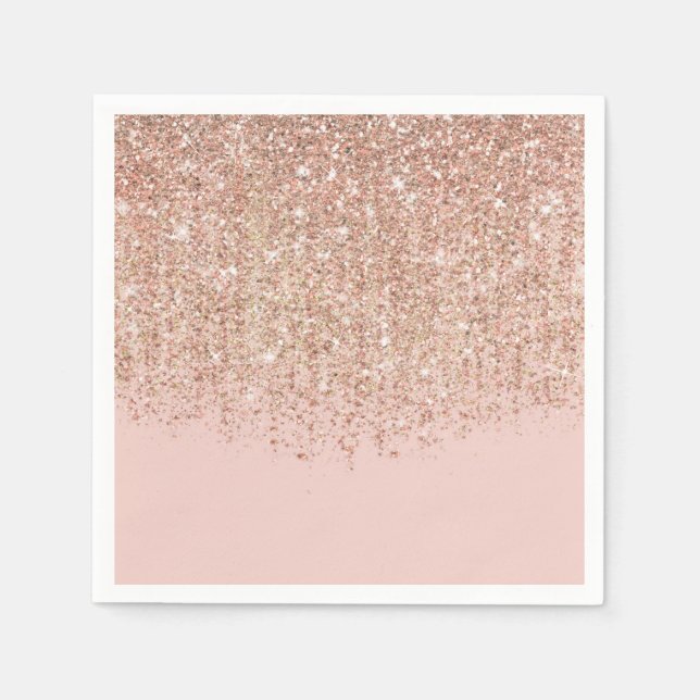 Blush Pink & Rose Gold Glitter Glam Party Napkin (Front)