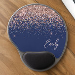 Blush Pink Rose Gold Glitter Navy Blue Name Gel Mouse Mat<br><div class="desc">Navy Blue and Terracotta Sparkle Glitter Monogram Name and Initial Mousepad (Mouse Pad). This makes the perfect sweet 16 birthday,  wedding,  bridal shower,  anniversary,  baby shower or bachelorette party gift for someone that loves glam luxury and chic styles.</div>