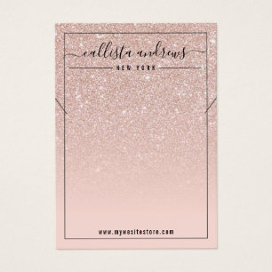 Blush Pink Rose Gold Glitter Necklace Display Card