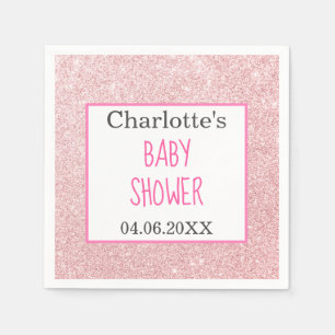 Blush Pink Rose Gold Glitter Sparkle Baby Shower Napkin