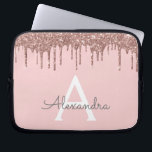 Blush Pink Rose Gold Glitter Sparkle Monogram Laptop Sleeve<br><div class="desc">Blush Pink - Rose Gold Faux Dripping Modern and Elegant Girly Glitter and Sparkle Elegant Monogram Case. This case can be customised to include your initial and first name.</div>