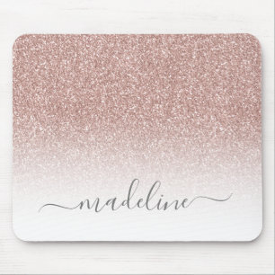 Blush Pink Rose Gold Glitter Sparkle Mouse Mat