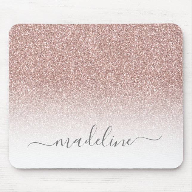 Blush Pink Rose Gold Glitter Sparkle Mouse Mat (Front)