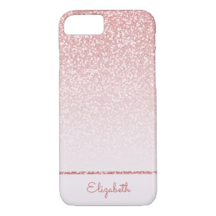 Blush Pink Rose Gold Glitter Stripe Personalised iPhone 8/7 Case