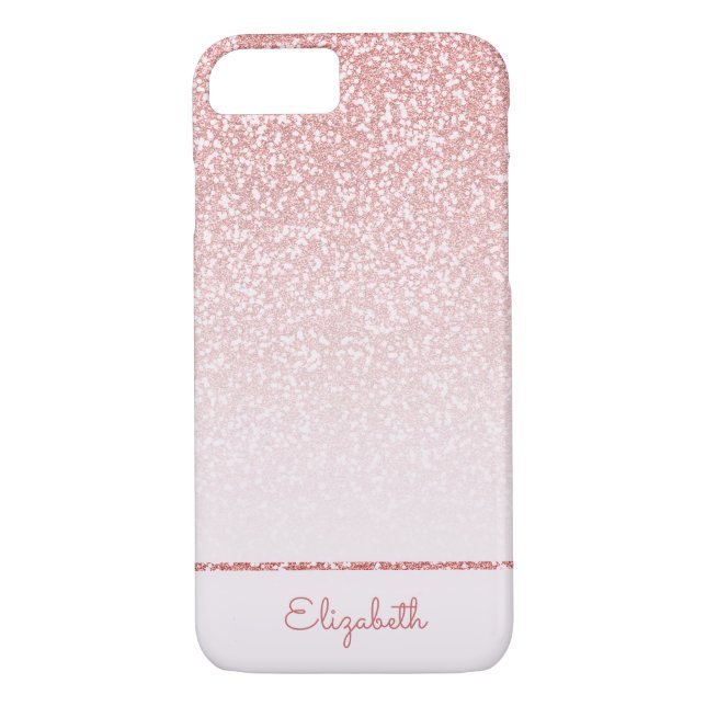 Blush Pink Rose Gold Glitter Stripe Personalised Case-Mate iPhone Case (Back)