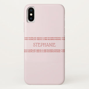 Blush Pink Rose Gold Glitter Stripes Personalised iPhone X Case