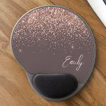 Blush Pink Rose Gold Glitter Terracotta Name  Gel Mouse Mat<br><div class="desc">Rose Gold - Blush Pink and Terracotta Sparkle Glitter Monogram Name and Initial Mousepad (Mouse Pad). This makes the perfect sweet 16 birthday,  wedding,  bridal shower,  anniversary,  baby shower or bachelorette party gift for someone that loves glam luxury and chic styles.</div>