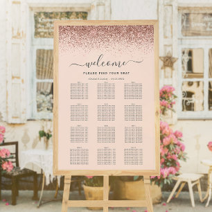Blush Pink Rose Gold Glitter Wedding Seating Poster